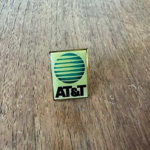 Vintage AT&T Telecommunications Enamel Silver‎ Tone Lapel Pin Brooch